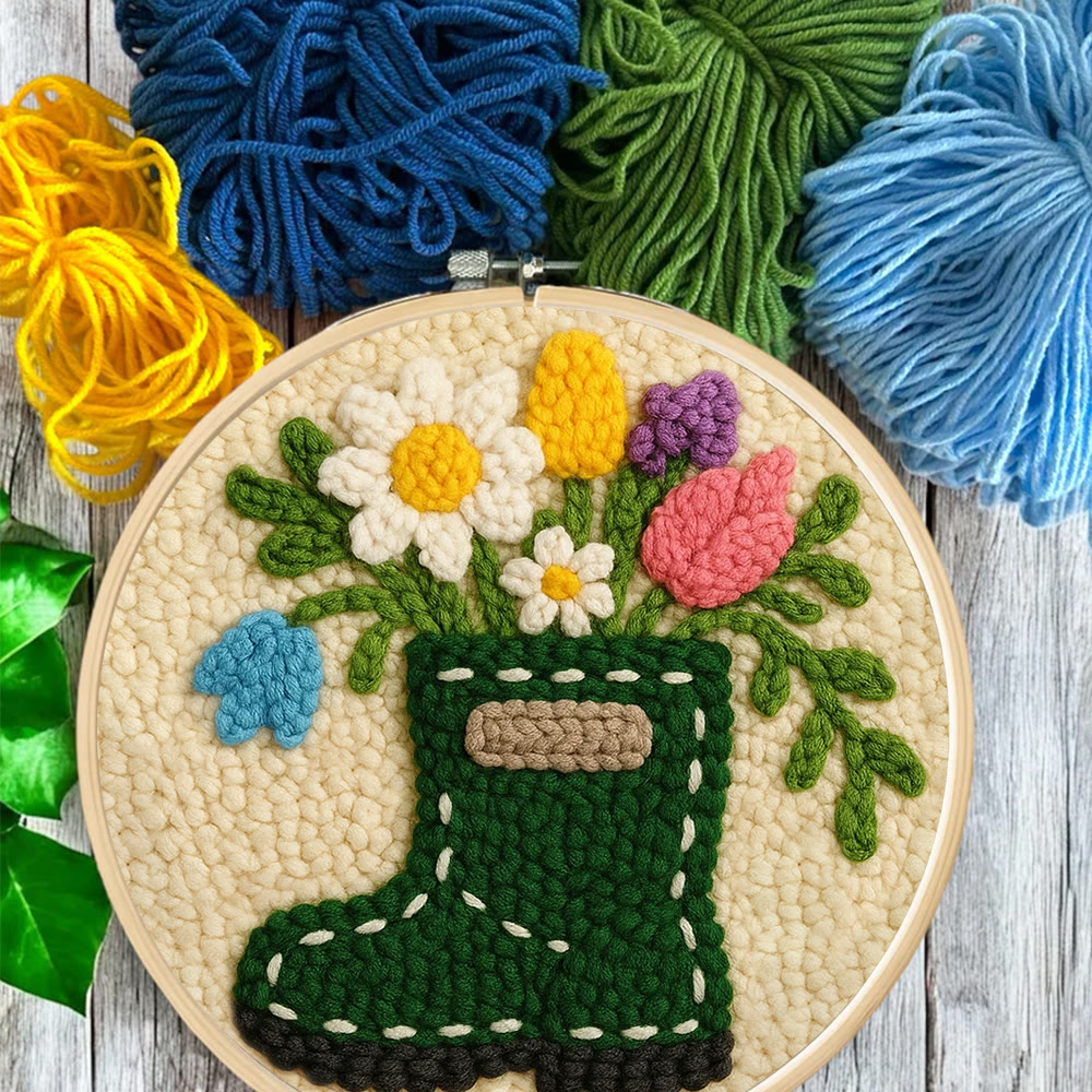 Colorful Garden Boot Floral Punch Needle Kit – Delicate Novice-ready Handcraft | Cozy Indoor Home Accent Piece - image 9