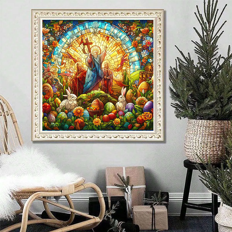 Happy Easter Cross & Jesu -   Jigsaw Puzzle