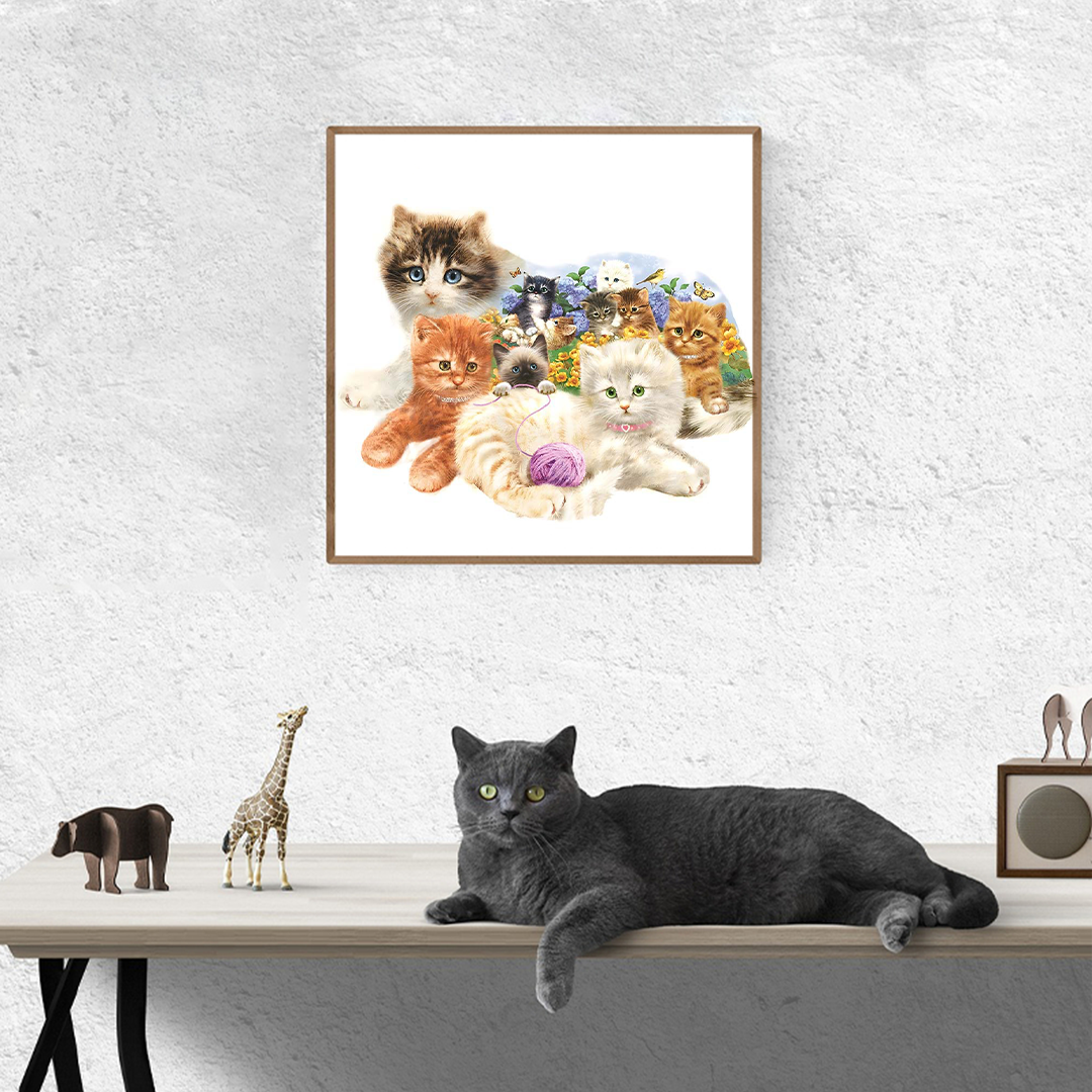 Cat Playing With Ball Of String - Wooden Jigsaw Puzzles