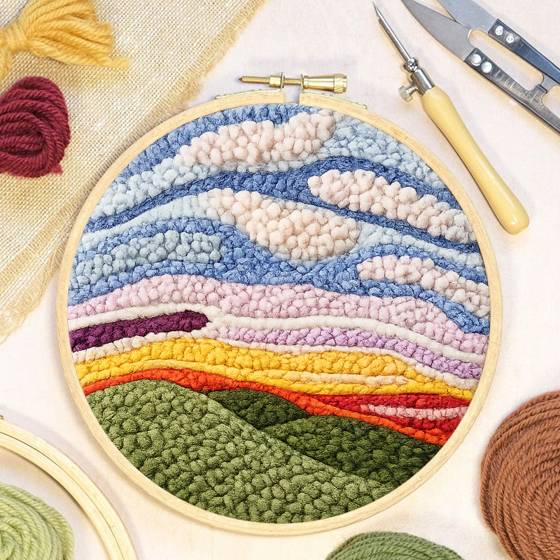 Sunset Mountain Landscape Punch Needle Kit - Relaxing Craft Project | Cozy Home Touch - image 8