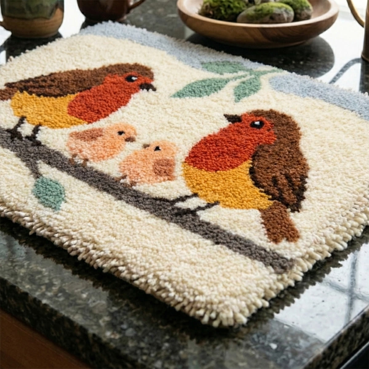 Rubbyoo Latch Hook Rug Kit - Robin Family | Diy Welcome Doormat | Handmade Home Decor - image 6