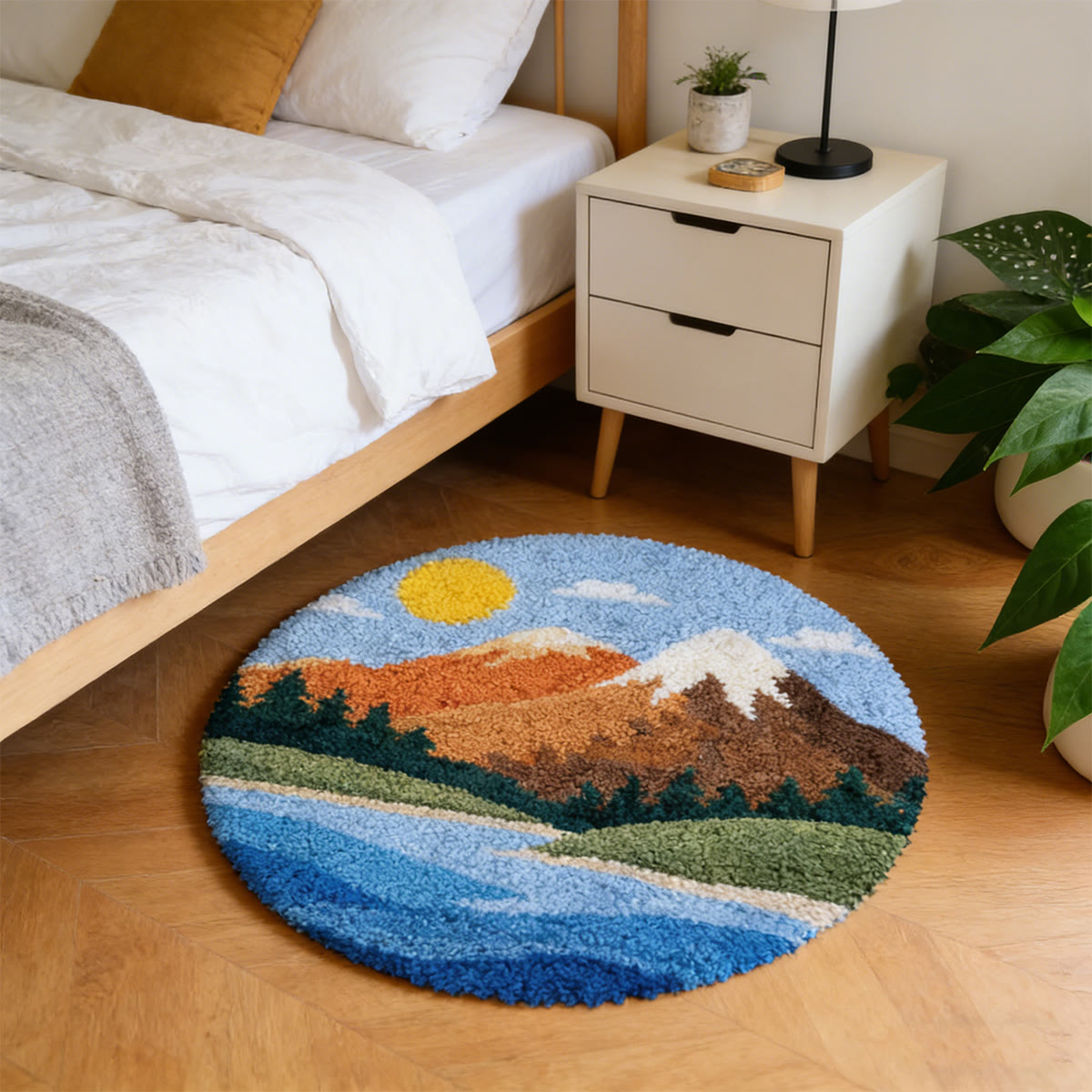 Rubbyoo Latch Hook Rug Kit - Sunset Mountain | Diy Craft For Home Decor | Creative Yarn Craft - image 3