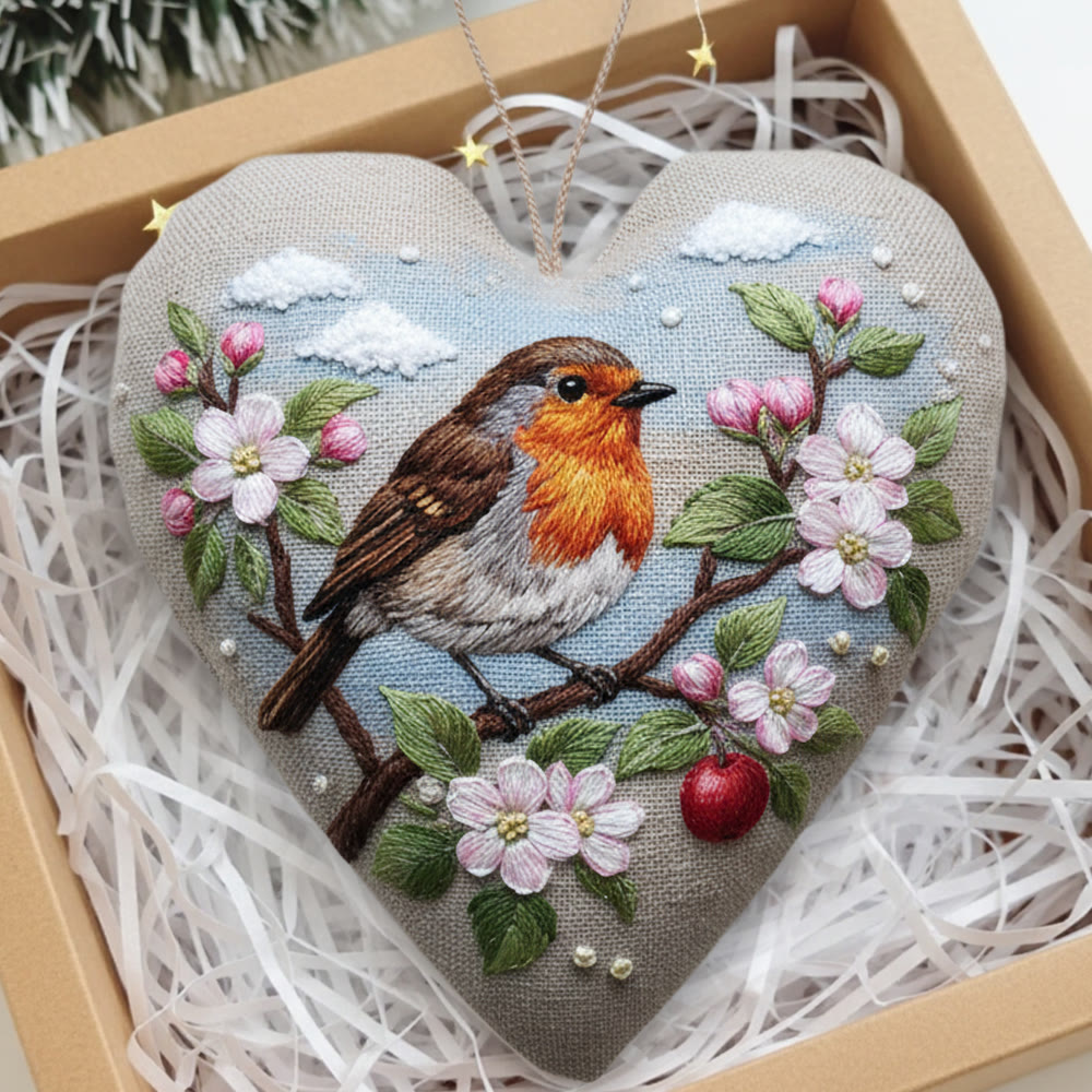 Rubbyoo Heart Embroidery Kit - Spring Robin | Lovely Animal Handmade Art | Perfect Bag Pendant - image 7