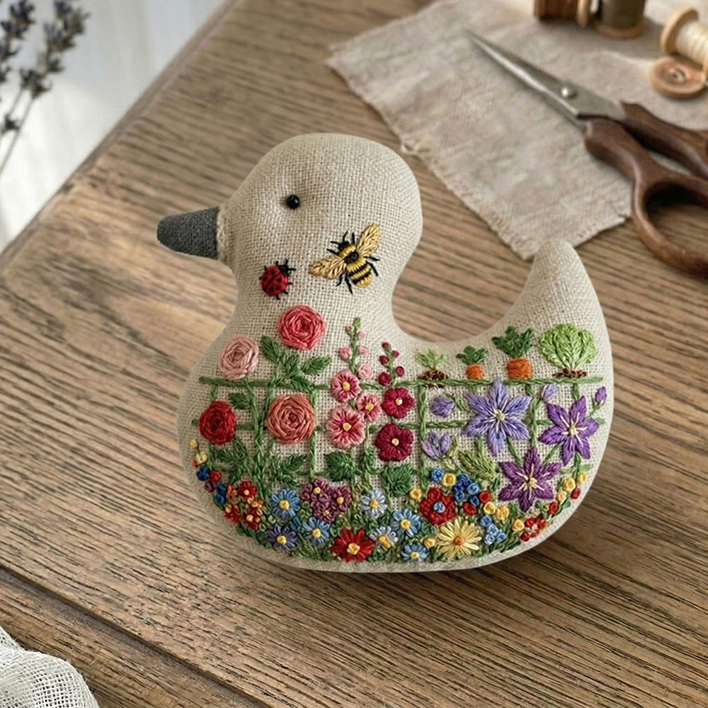 Rubbyoo Duck Embroidery Kit - Bee Blooming Garden | Small Pendant Decor | Creative Gift For Mother - image 5