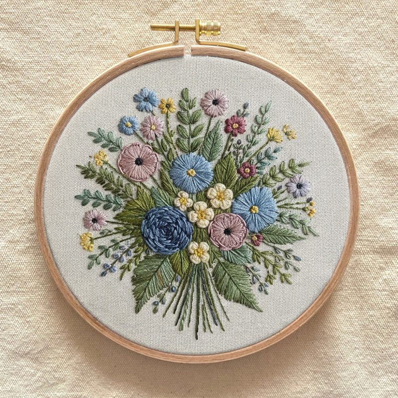 Rubbyoo Embroidery Kit - Wildflower Bouquet | Blooming Handmade Art | Spring Stitch Pattern - image 8