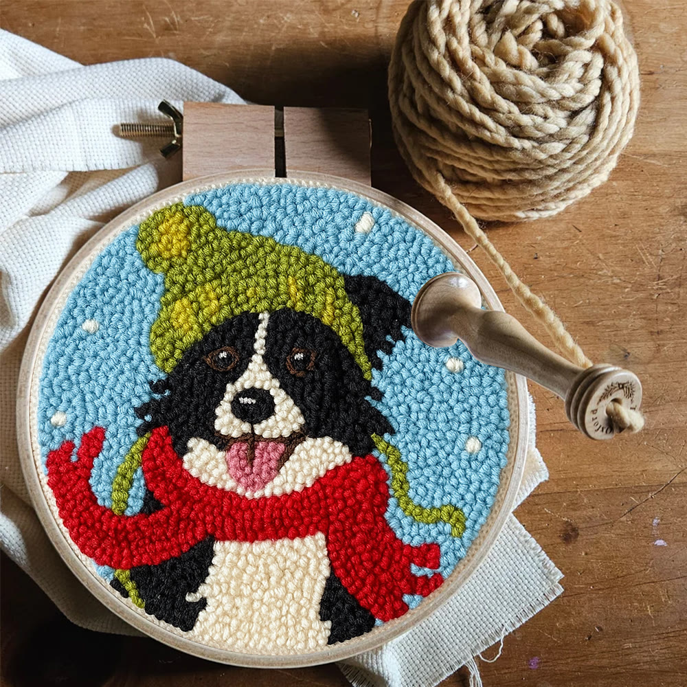 Winter Adorned Puppy Punch Needle Kit – Easy Beginner Handcraft | Cute Decor Hanging - image 8