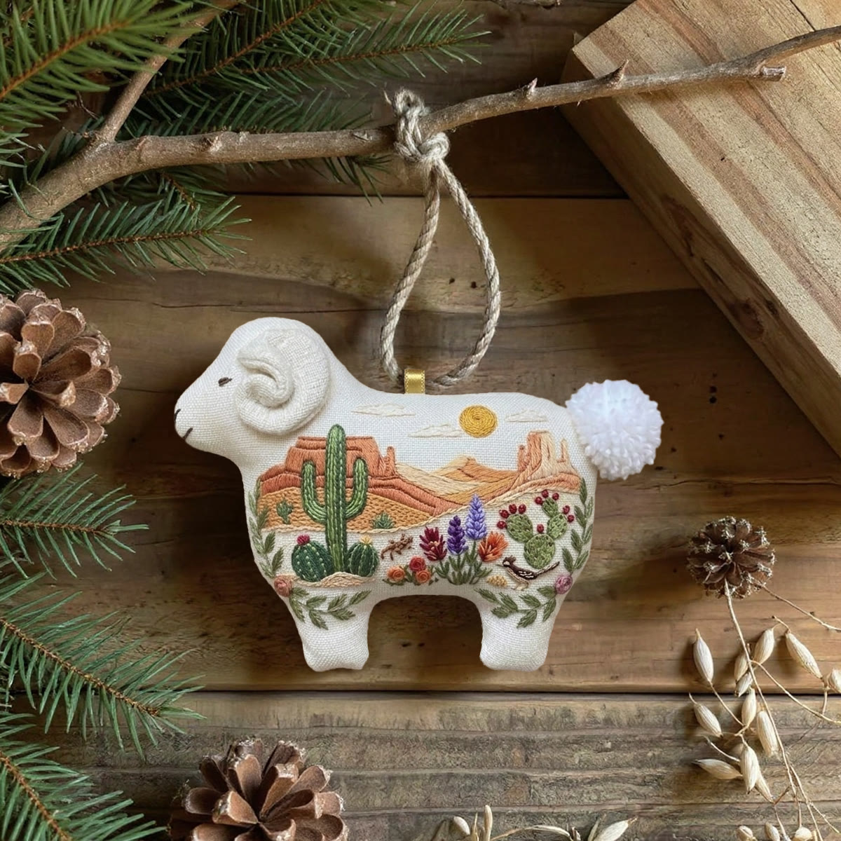 Rubbyoo Lamb-shaped Embroidery Kit - Sunset Desert | Unique Sewing Doll Project | Decorative Sheep Ornament - image 5