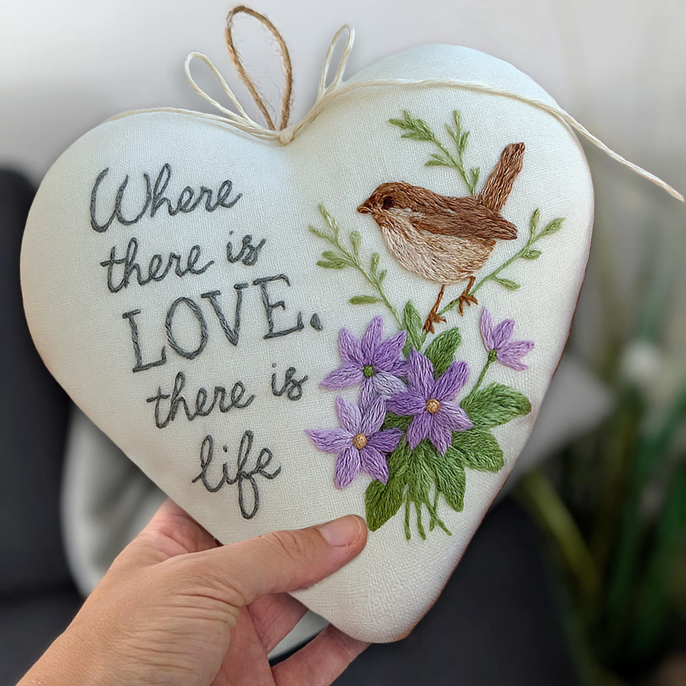 Rubbyoo Heart Embroidery Kit - Love Bird | Floral Animal Craft | Handmade Valentines Ornament  - image 6