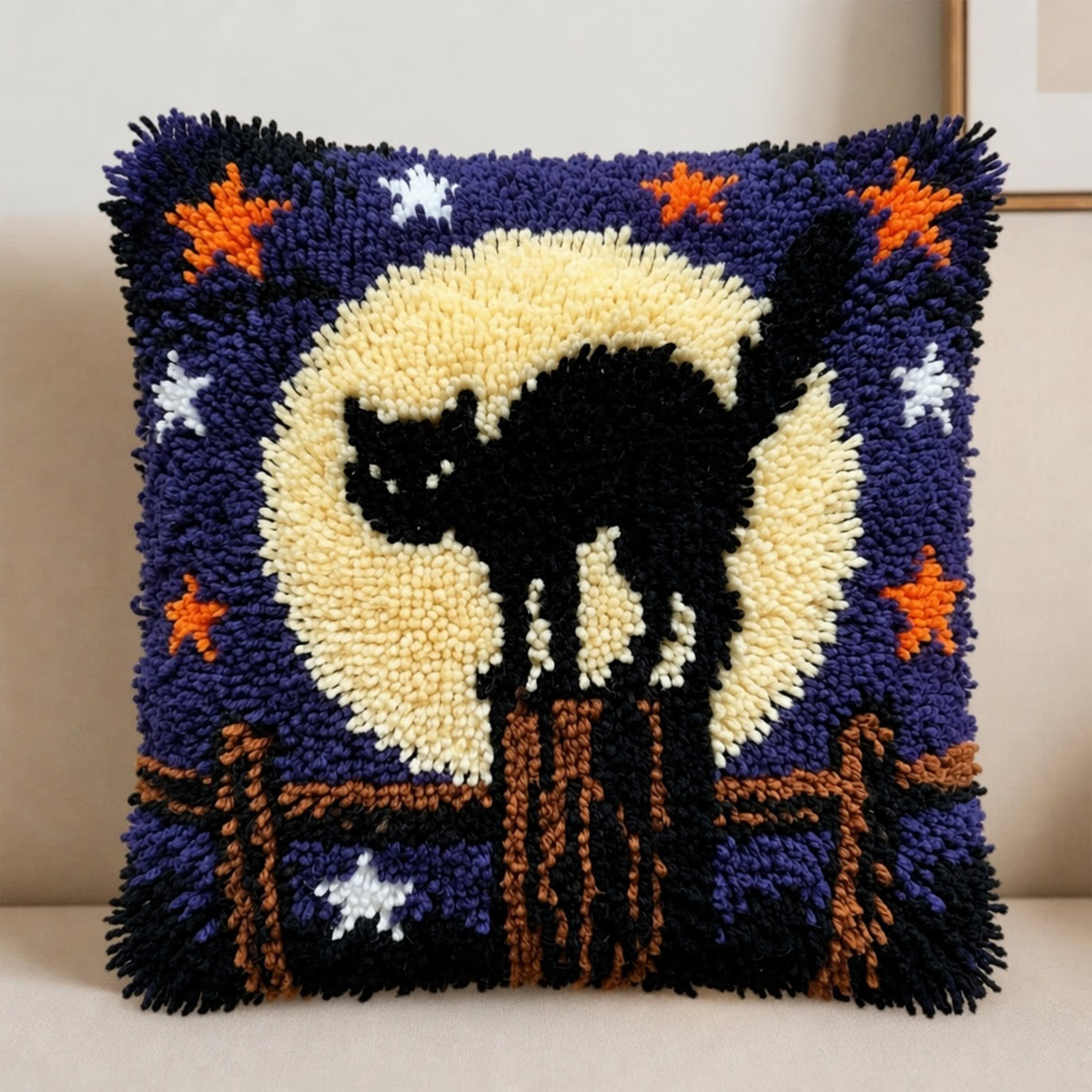 Rubbyoo Latch Hook Pillow Kit - Mischievous Black Cat | Versatile Home Decor | Thoughtful Halloween Gift Idea - image 4