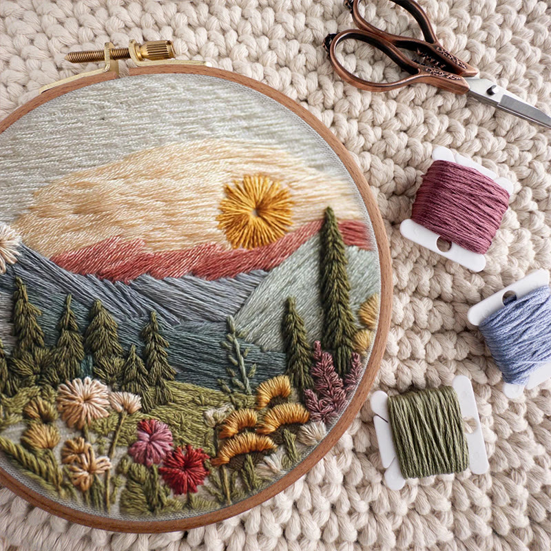 Rubbyoo Embroidery Kit - Alpine Floral Sunset | Outdoor-inspired Diy | Boho Wall Art Kit - image 10