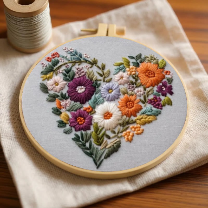 Rubbyoo Embroidery Kit - Charming Floral Heart | Beginner Handmade Craft | Diy Valentine Gift - image 8