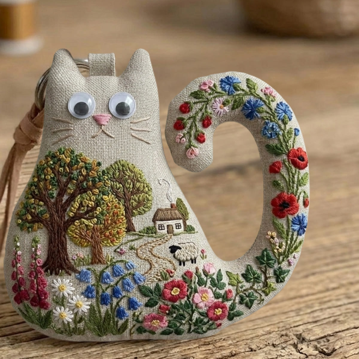 Rubbyoo Cat Embroidery Kit - Floral Farmhouse | Cozy Countryside Ornament | Perfect Gift For Woodland Nature Hobbists - image 4