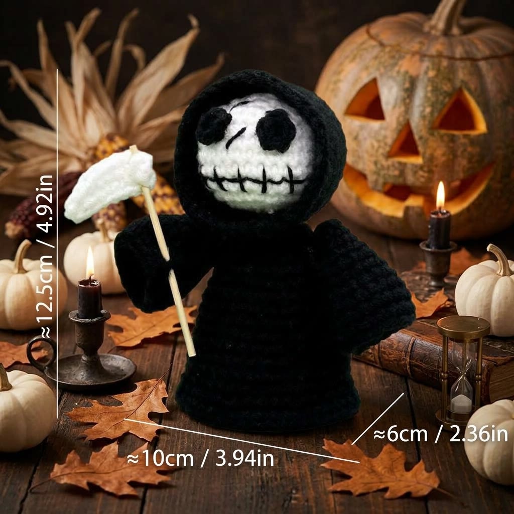 Rubbyoo Crochet Halloween Figurine - Quirky Festive Gift For Kids | Nice For Holiday Party  - Sickle Death God 2 - image 3