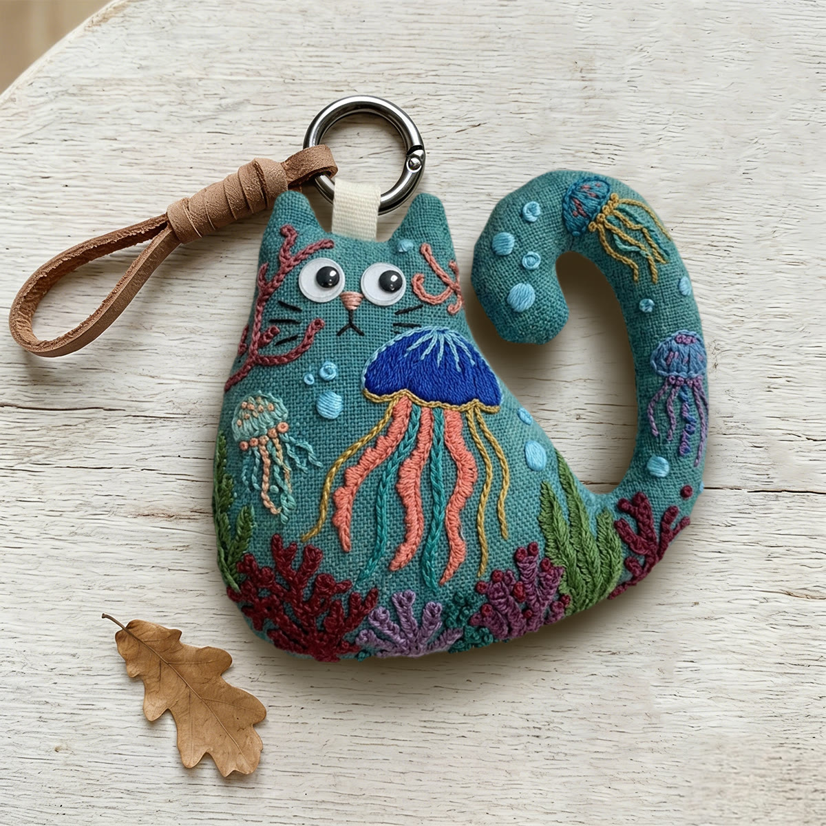 Rubbyoo Cat Embroidery Kit - Jellyfish And Coral Reef Pattern | Unique Birthday Gift | Kids Room Accent - image 4