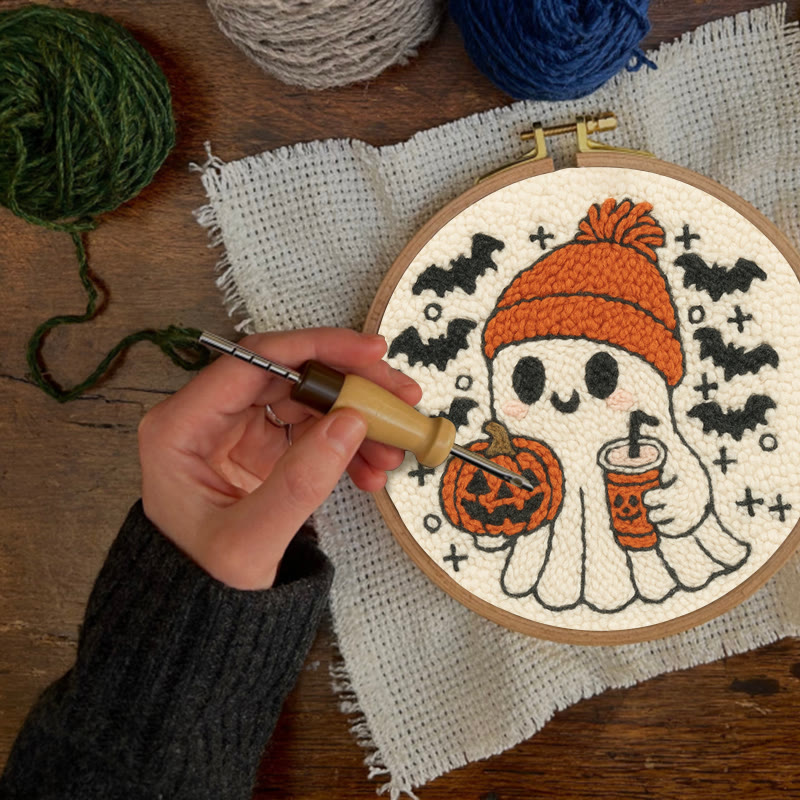Drinking Ghost Punch Needle Kit - Adorable Halloween Needlework | Handmade Coaster Craft  - image 8