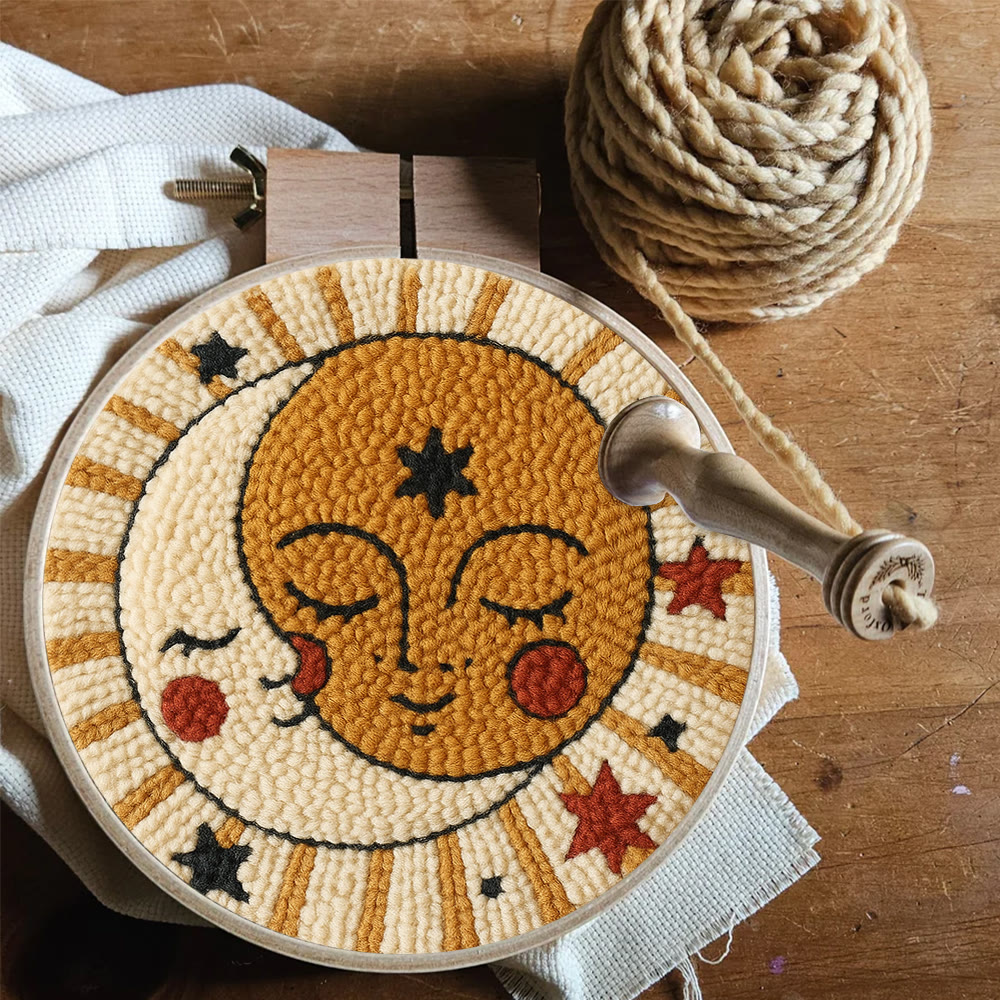 Whimsical Sun Moon Face Punch Needle Kit – Beginner-friendly Handcraft | Creative Decor Hanger - image 7
