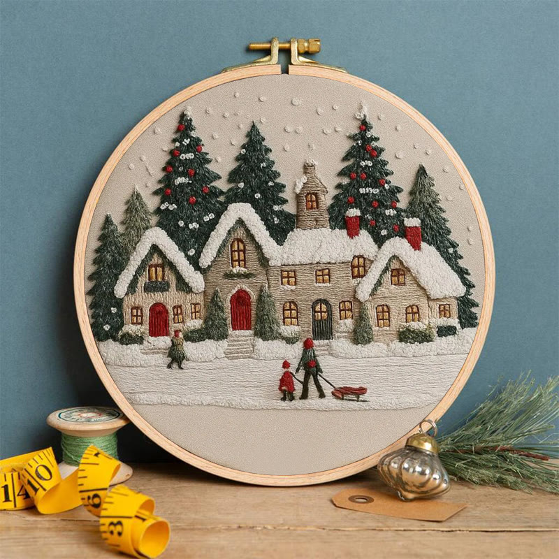 Rubbyoo Embroidery Kit - Christmas Cabin Sledding Scene | Heartwarming Indoor Decor | Exquisite Stitch - image 5