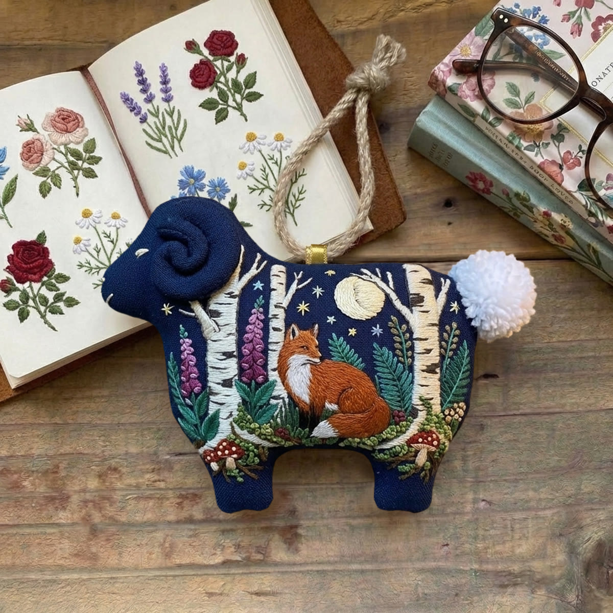 Rubbyoo Lamb-shaped Embroidery Kit - Fox In The Woods | Relaxing Diy Craft | Nature Inspired Wall Decor - image 5