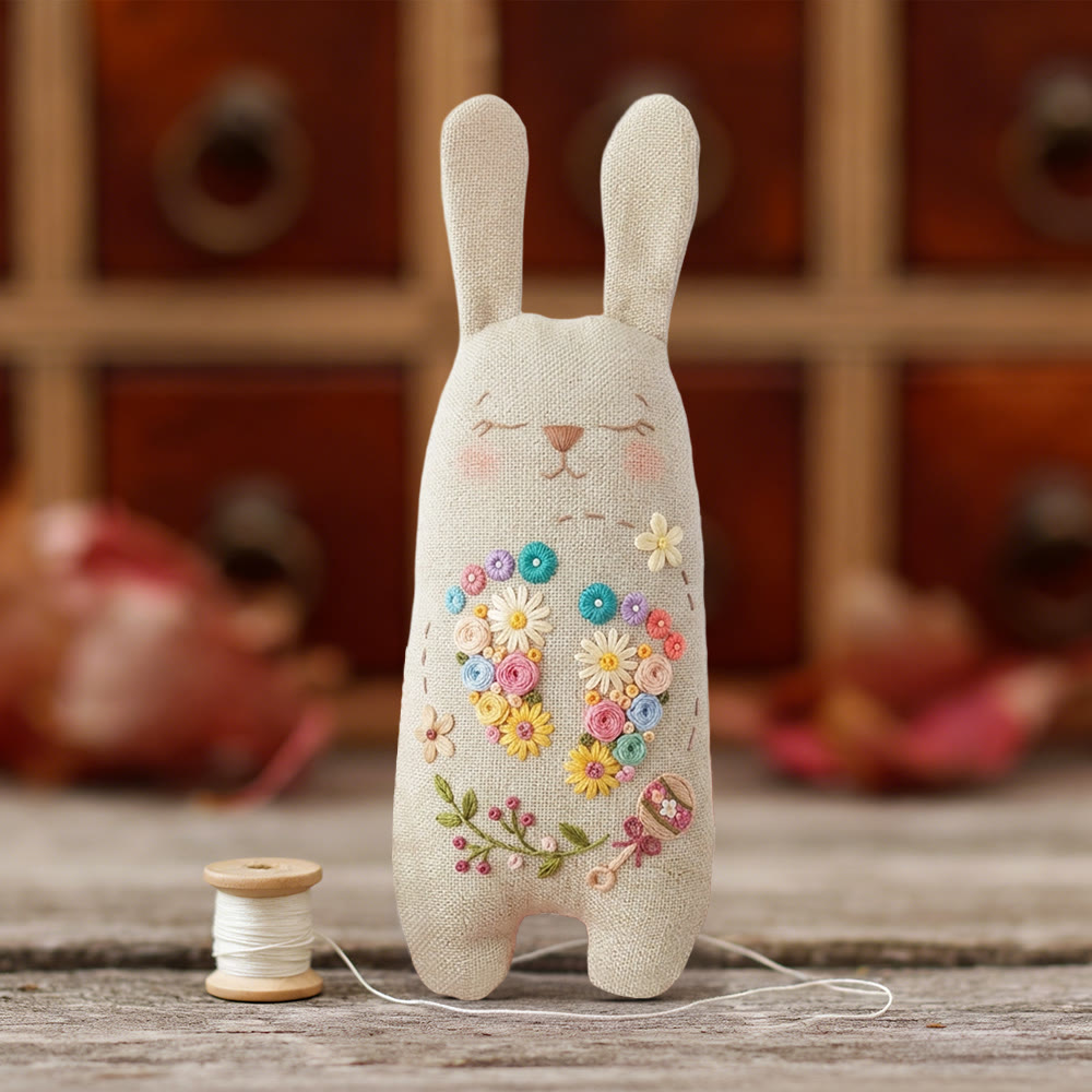 Rubbyoo Bunny Toy Embroidery Kit - Colorful Floral Wreath | Quick Craft | Cheerful Room Accent - image 5