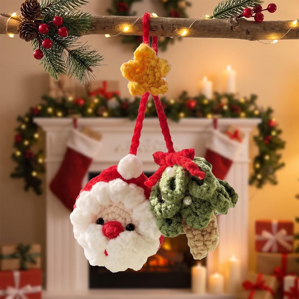 Rubbyoo Crochet Santa Claus Ornament – Handmade Christmas Car Charm | Charming Xmas Tree Decor - Santa Claus - image 1