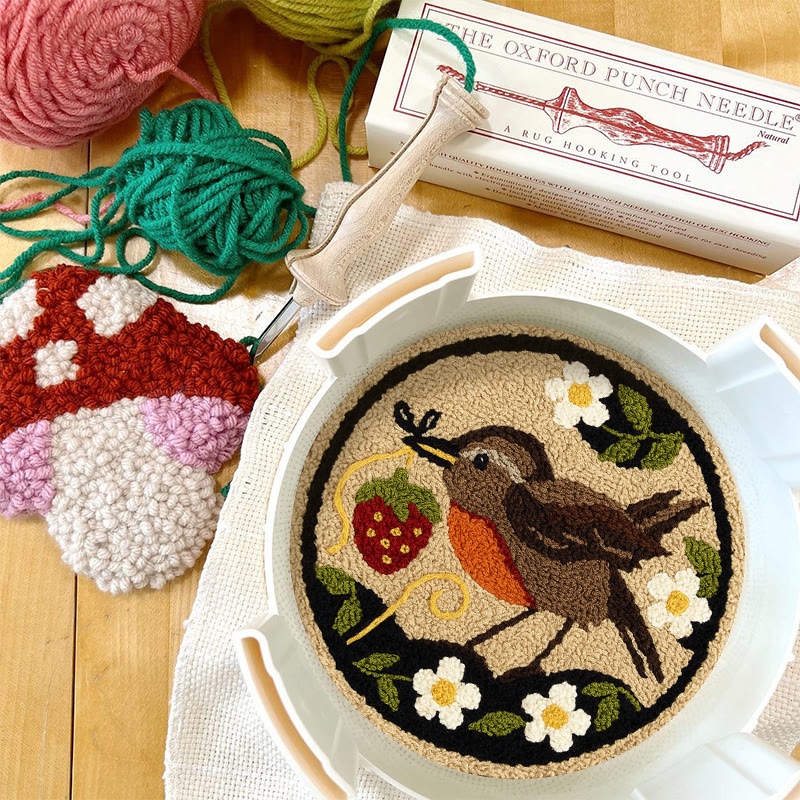 Strawberry Bird Punch Needle Kit - Diy Needle Yarn Craft | Beginner Handmade Art - image 10