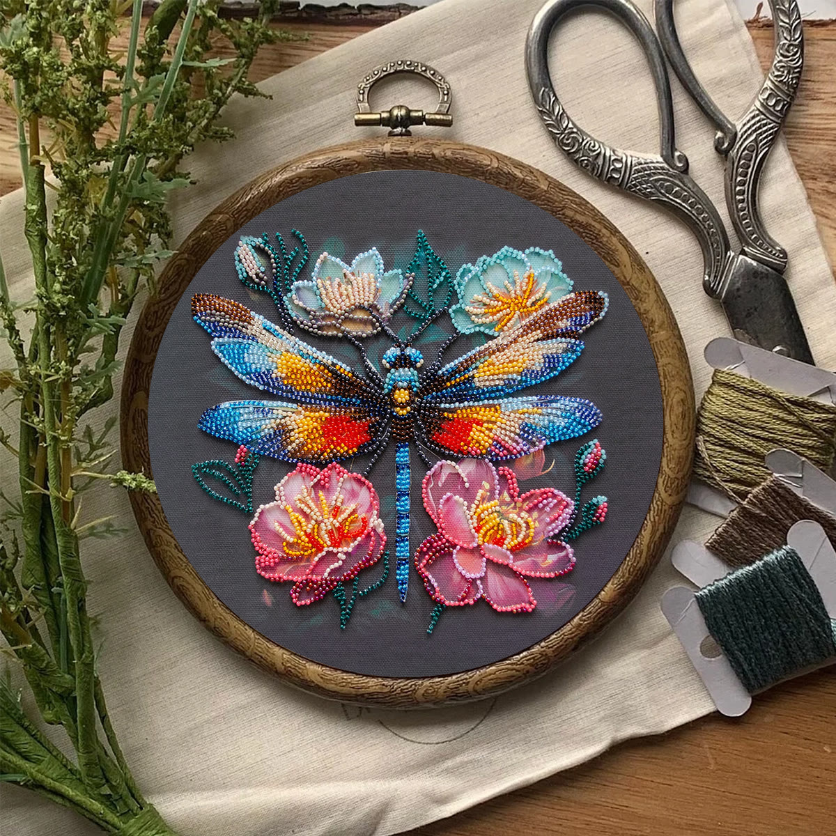 Rubbyoo Bead Embroidery Kit - Floral Dragonfly | Colourful Insect Handicraft | Diy Home Decoration - image 8