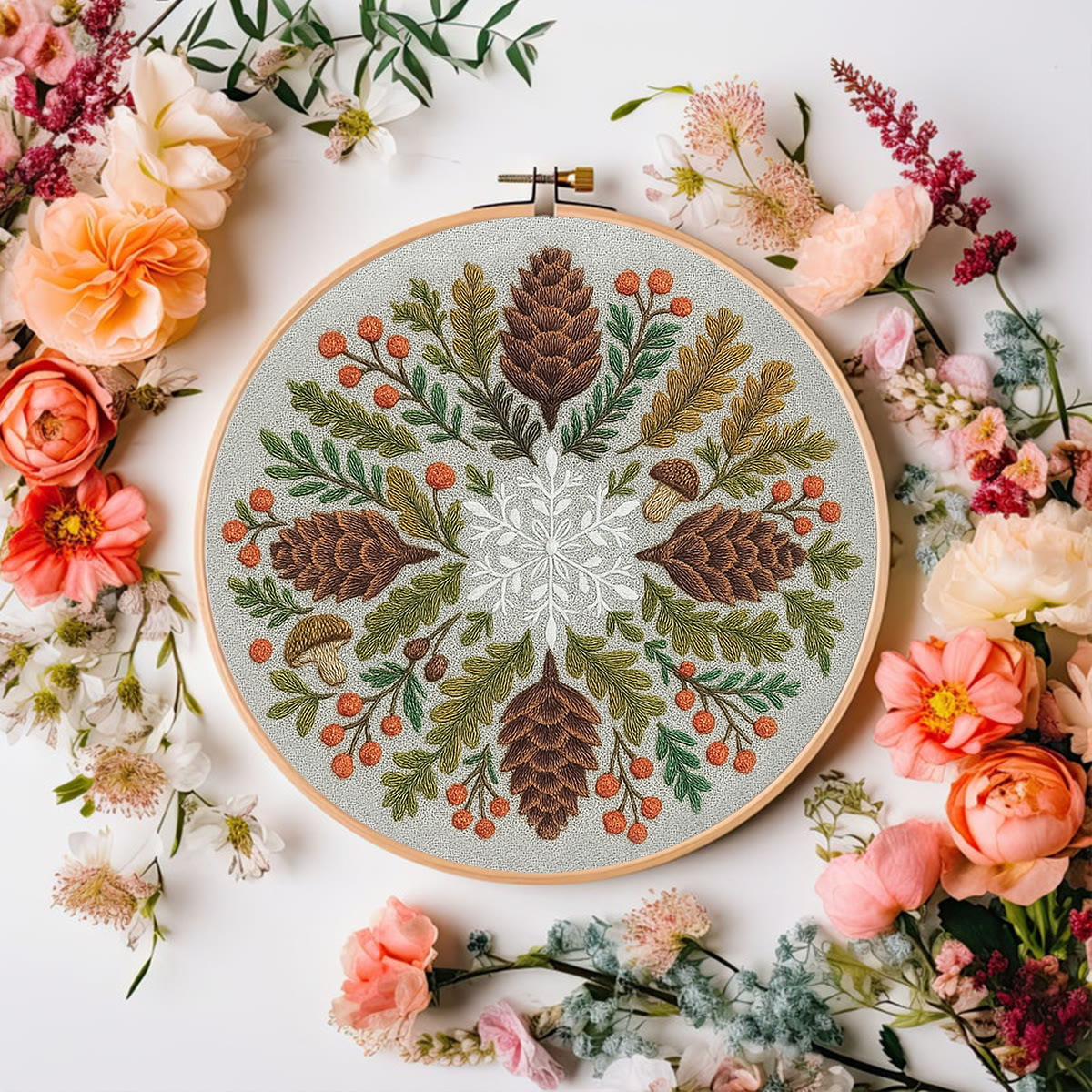 Rubbyoo Embroidery Kit - Winter Wreath | Diy Christmas Decoration | Perfect Craft For Beginners - image 8