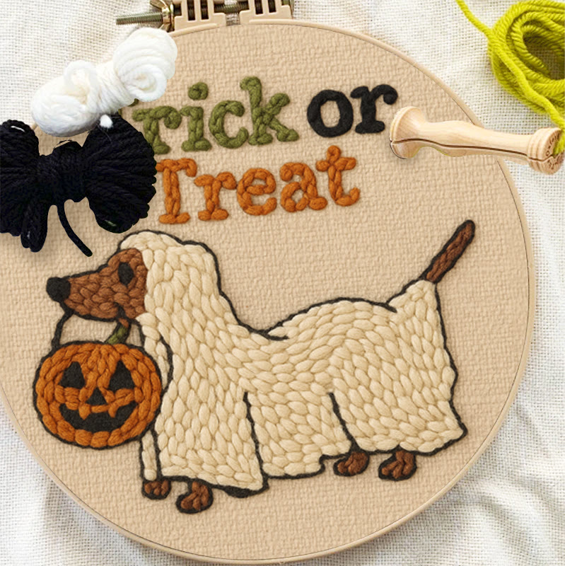Trick Dog Punch Needle Kit - Creative Ghost Craft | Spooky Halloween Decoration - image 5
