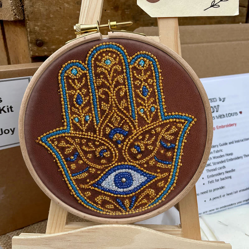 Rubbyoo Bead Embroidery Kit - Golden Hamsa | Diy Bead Artwork | Creative Gift For Crafters - image 4