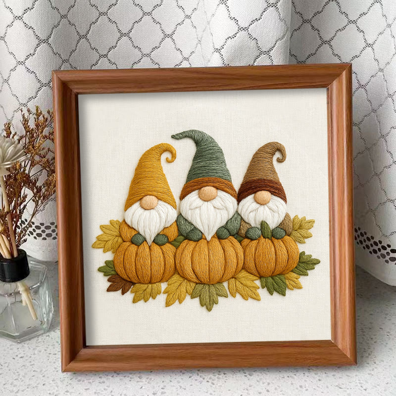 Rubbyoo Embroidery Kit - Pumpkin Gnome | Autumn Handmade Craft | Halloween Home Decor - Embroidery Kit Plus An Extra Frame - image 10