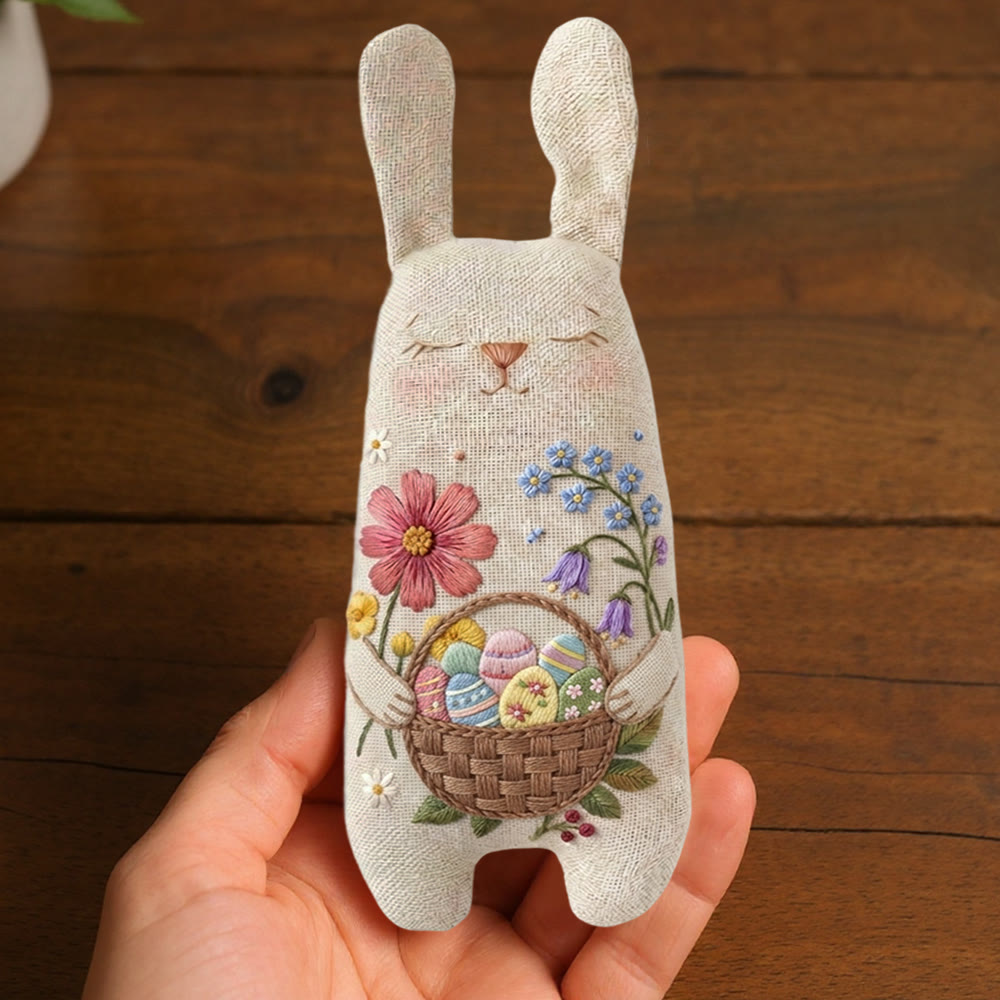 Rubbyoo Bunny Toy Embroidery Kit - Floral Easter Egg Basket | Joyful Diy Stuffed Rabbit | Portable Sewing Kit - image 6