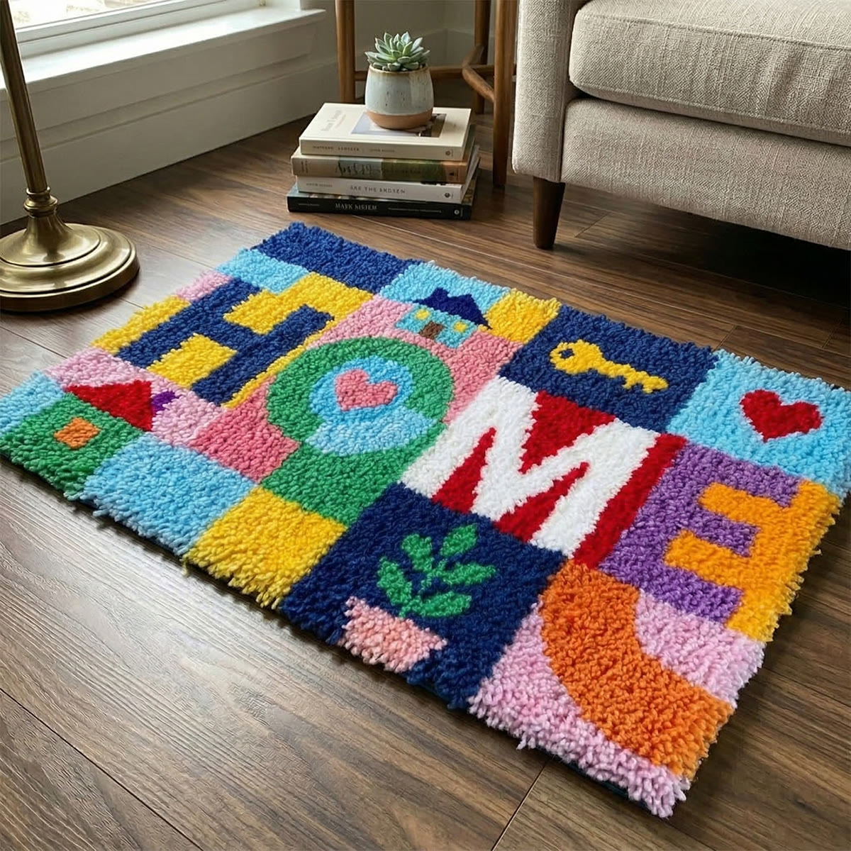 Rubbyoo Latch Hook Rug Kit - Welcome Home | Unique Outdoor Carpet | Diy Housewarming Gift - image 6