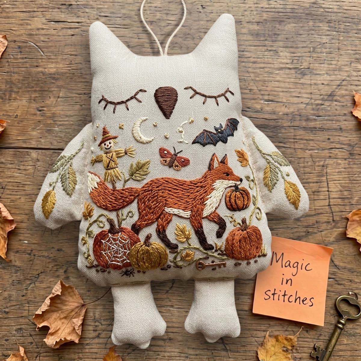 Rubbyoo Owl Embroidery Kit - Woodland Red Fox | Handcrafted Art Gift | Cozy Living Room Hanger - image 5