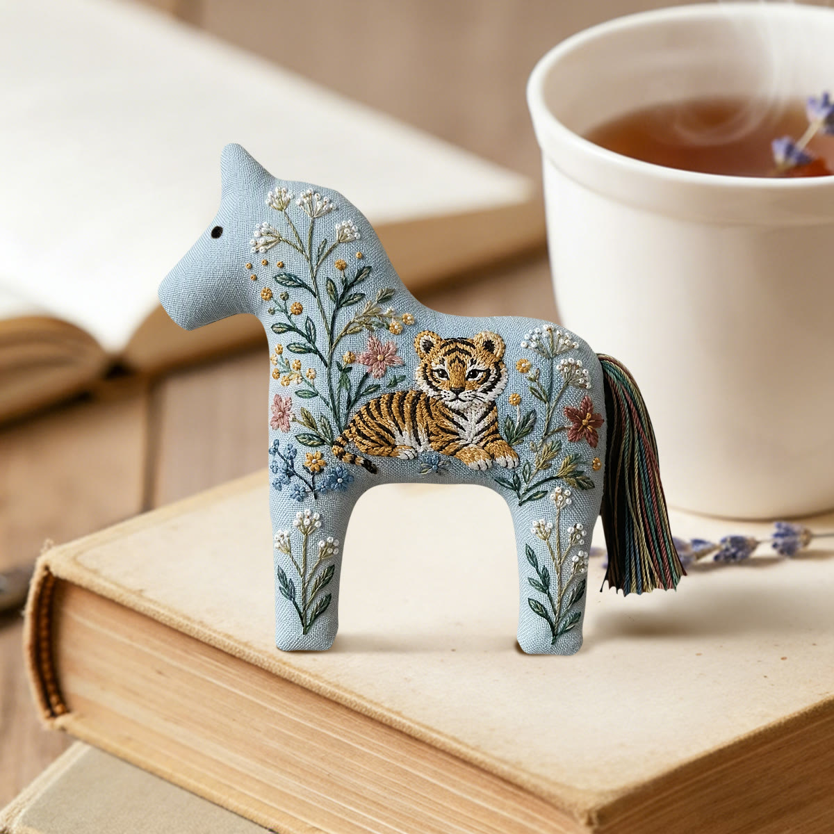 Rubbyoo Dala Horse Embroidery Kit - Wild Baby Tiger | Diy Lovely Wildlife Craft For Kids | Ideal Nursery Room Shelf Display - image 4