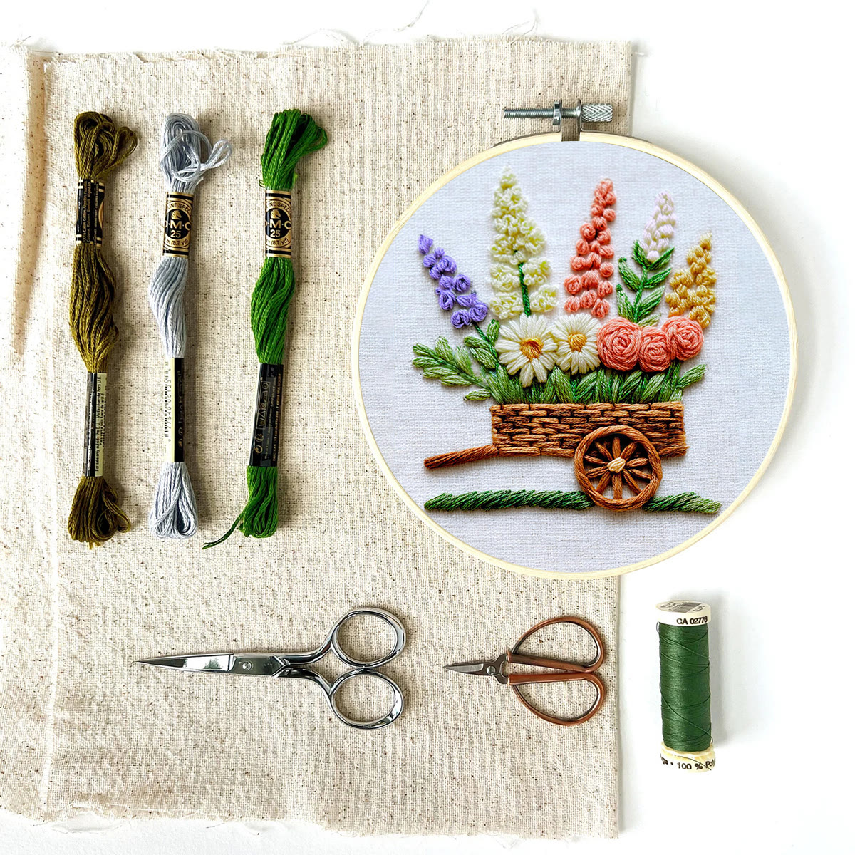 Rubbyoo Embroidery Kit - Flower Trolley | Creative Floral Craft | Perfect Stitch Art For Beginner  - image 9