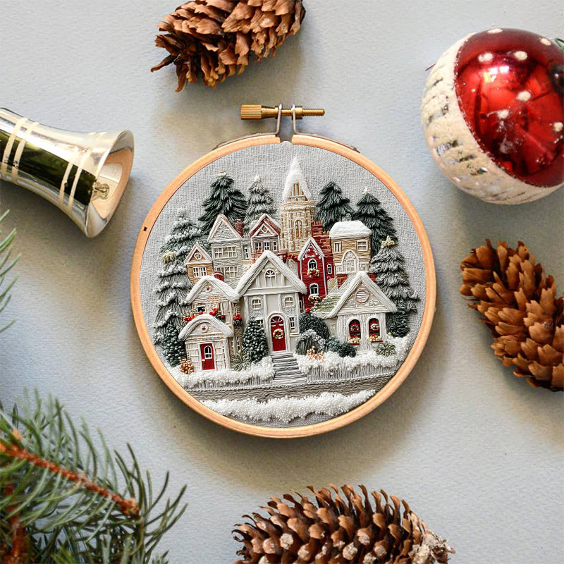 Rubbyoo Embroidery Kit - Snowy Christmas Townscape | Top Festive Gifting Option | Modern Embroidery - image 7