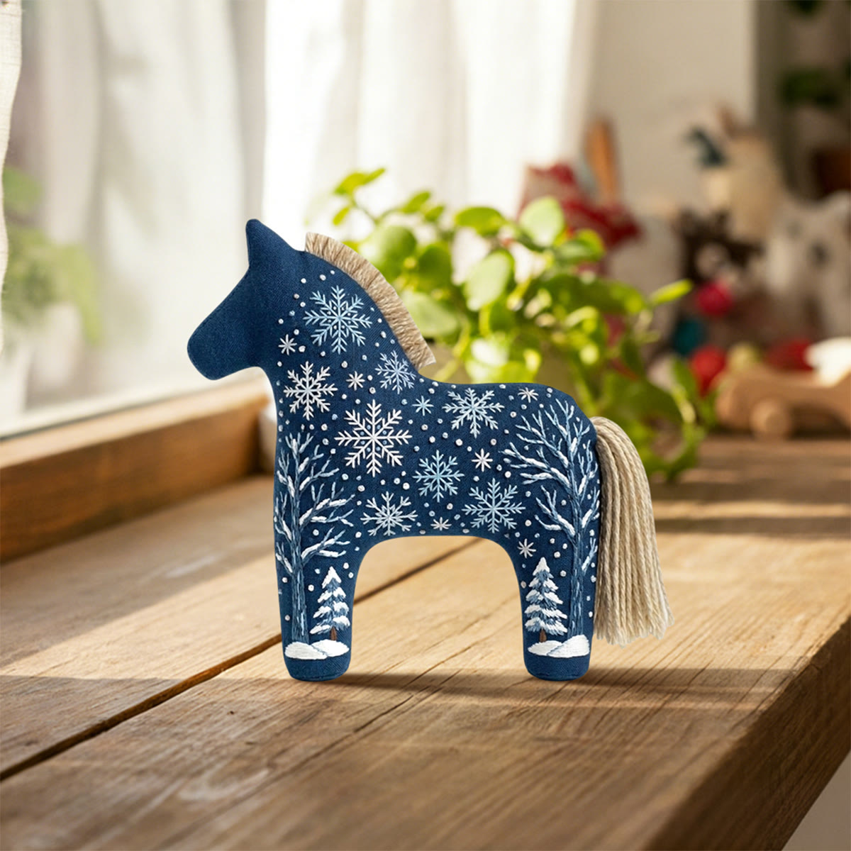 Rubbyoo Dala Horse Embroidery Kit - Snowflake | Winter Scene Diy Needlework For Beginners | Christmas Hoop Art Gift For Kids - image 4