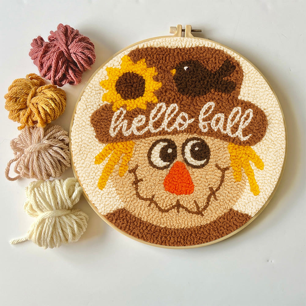 Fall Scarecrow Punch Needle Kit - Autumn Home Ornament | Diy Hanging Art - image 8