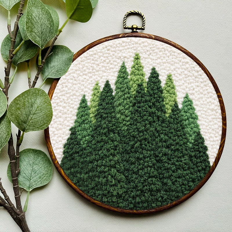 Evergreen Pine Forest Punch Needle Kit - Easy Craft Activity | Natural Home Accent - image 8