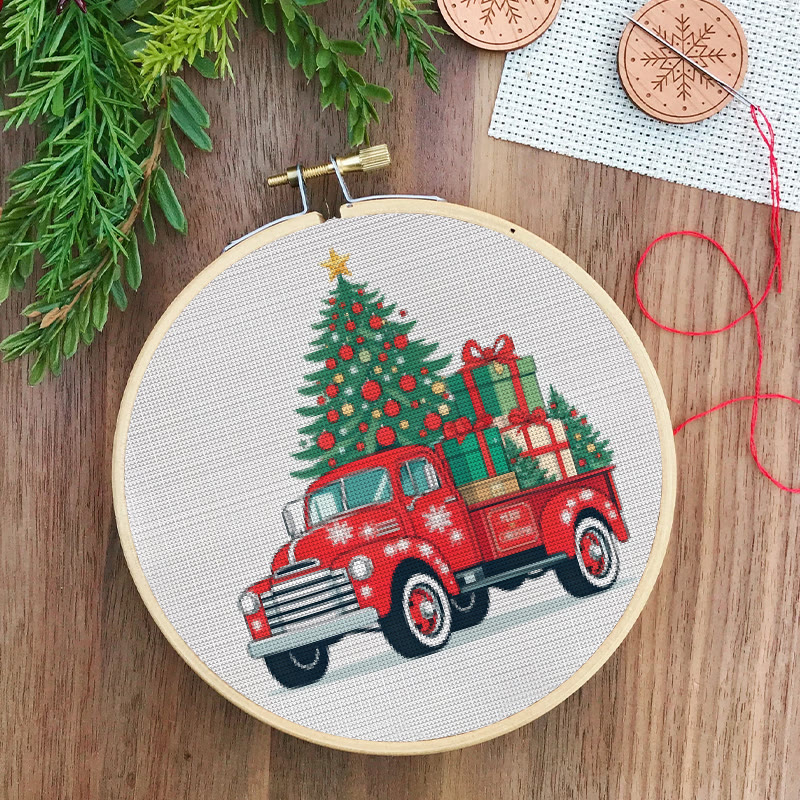  Cross Stitch Kit - Christmas Truck | Diy Holiday Needlework |  Perfect Wall Decoration - image 6