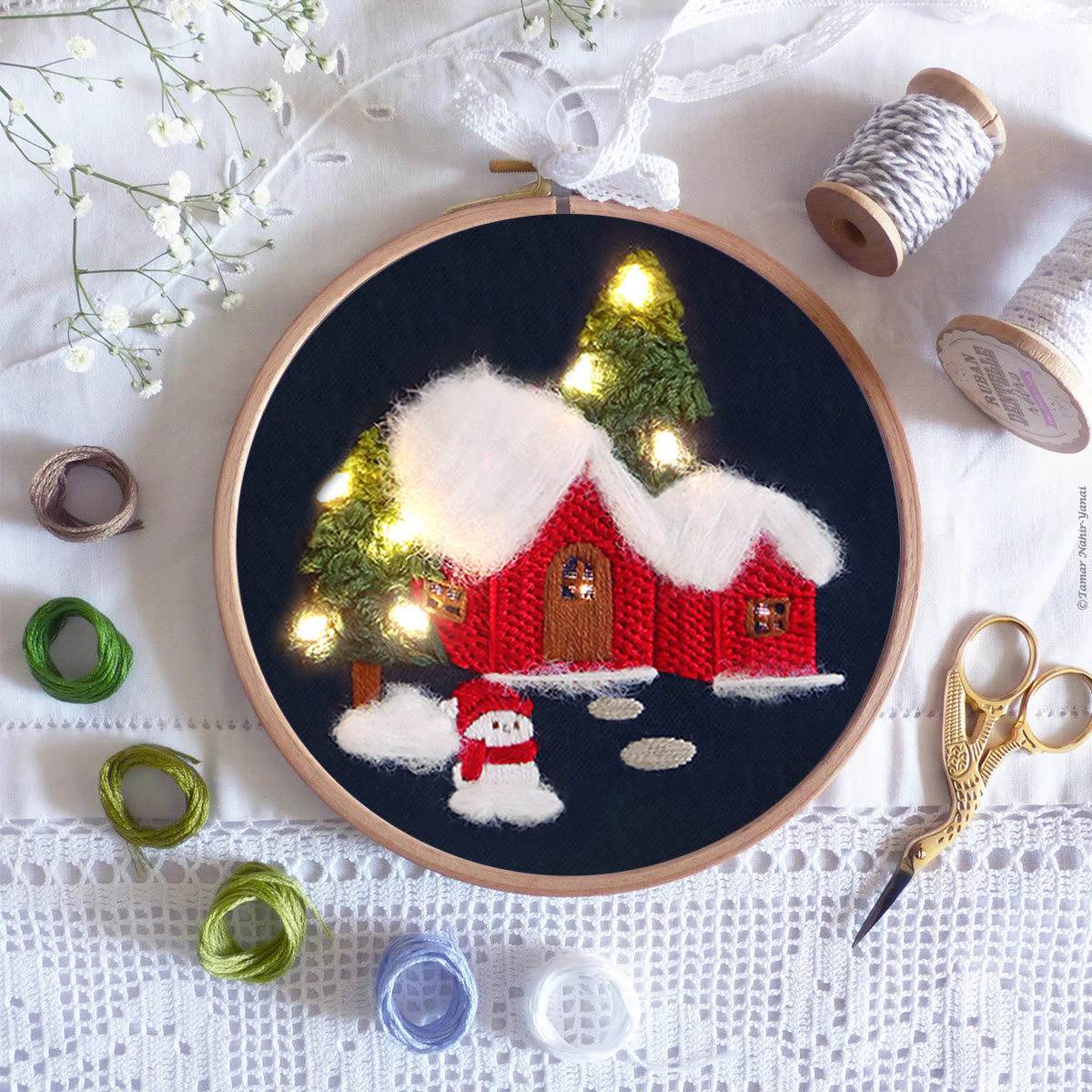 Rubbyoo Embroidery Kit - Christmas Snowy House | Handmade Holiday Ornament | Perfect Gifts For Friend  - image 9