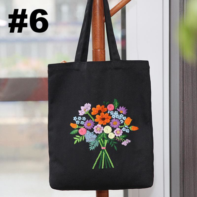 Embroidery Black Canvas Tote Bag Kits | Fashion Bags For Birthday Gifts | Handmake Unique Craft - #6 - image 7