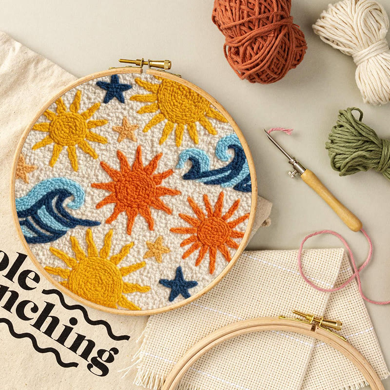 Sunny Coastal Wave Punch Needle Kit - Cheerful Craft | Vibrant Home Styling - image 9