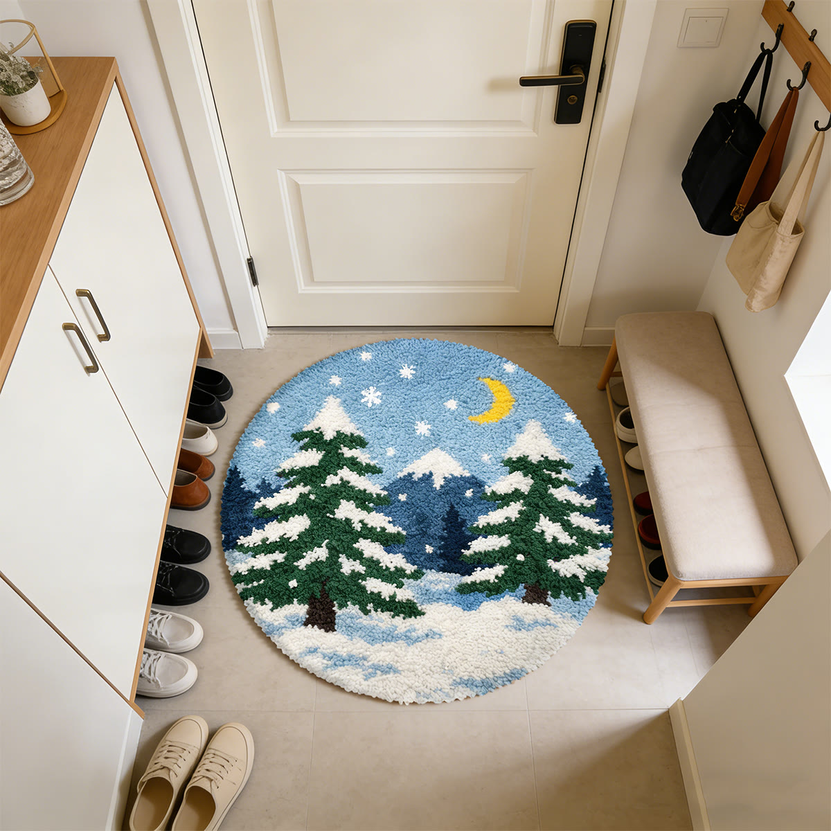 Rubbyoo Latch Hook Rug Kit - Snowy Forest | Creative Winter Handicraft | Diy Entrance Rug - image 4