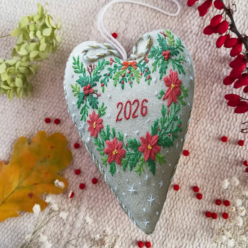 Rubbyoo Heart Embroidery Kit - New Year Wreath | Diy Heart Ornament | Nice For Christmas Gifts - image 5