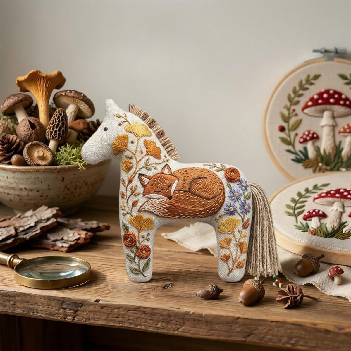 Rubbyoo Dala Horse Embroidery Kit - Sleeping Fox | Handmade Gifts For Crafters | Wall Hanging Accent - image 4