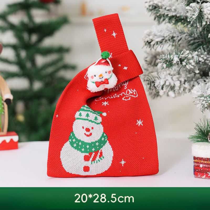Rubbyoo Festive Knitted Apple Bag - Christmas Eve Gift Bags | Nice Christmas Gifts For Kids   - Snowman - image 4