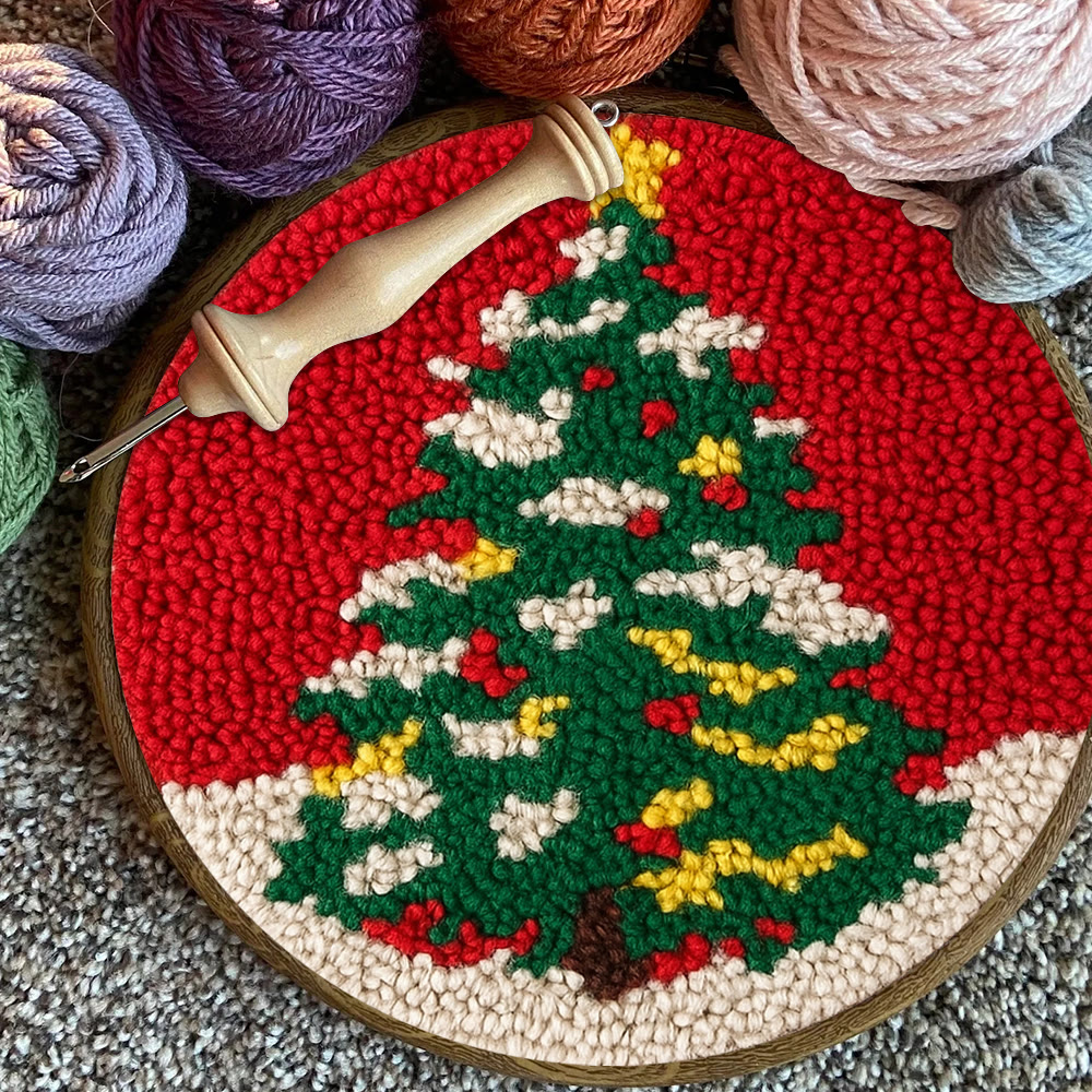 Shiny Christmas Tree Punch Needle Kit - Diy Christmas Needle Art  | Nice Handmade Craft For Kid - image 8