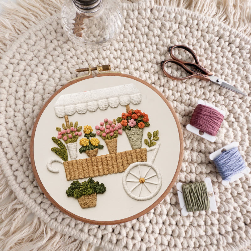 Rubbyoo Embroidery Kit - Charming Floral  Cart | Diy Handmade Craft | Unique Desk Decor - image 6