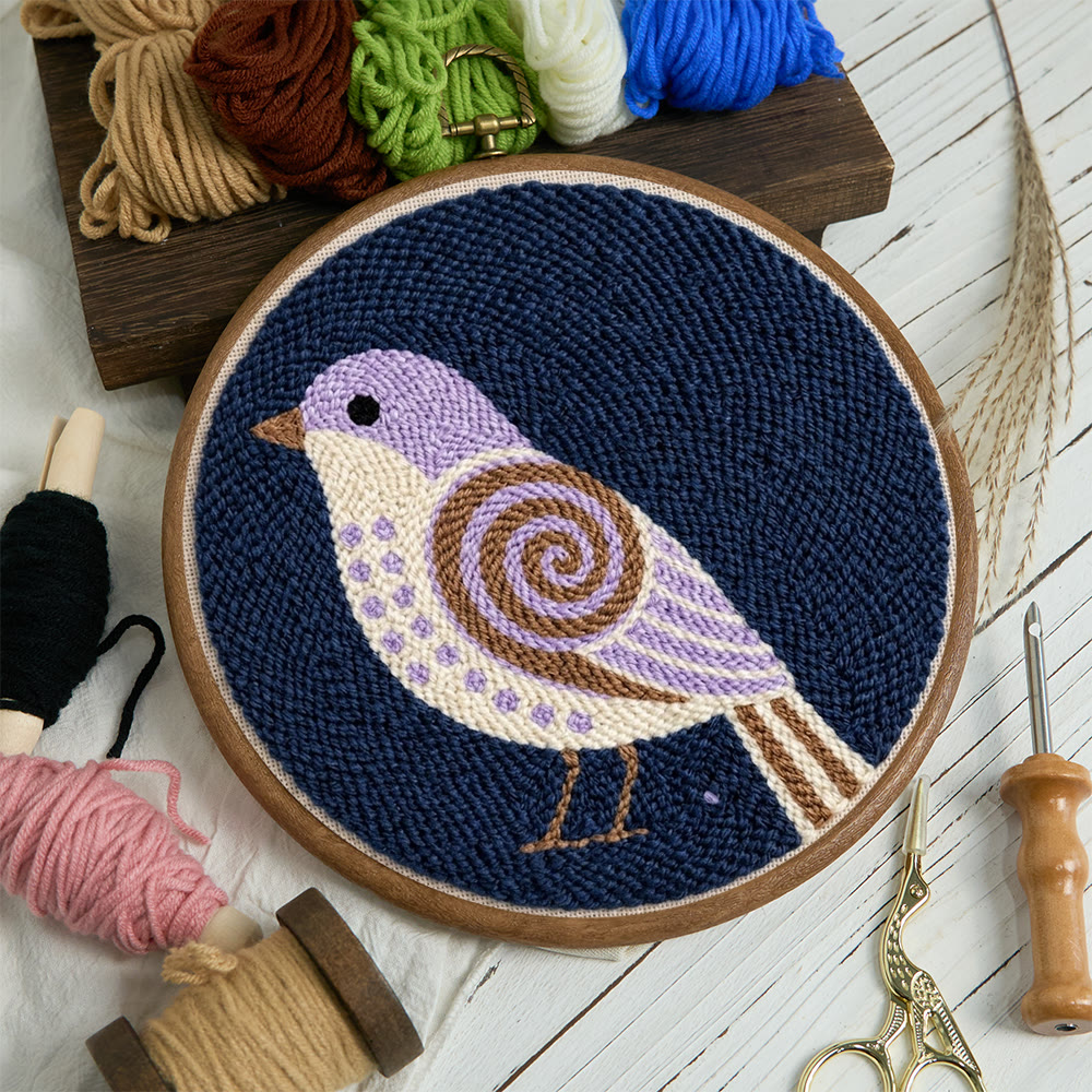Little Bird Punch Needle Kit - Diy Yarn Craft | Handmade Hanging Ornament - image 3